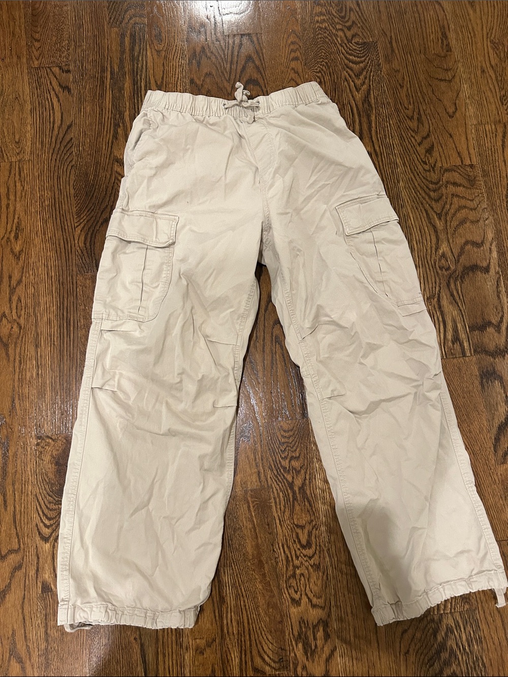 H&M Light Beige Cargo Pants with Drawstring Waist